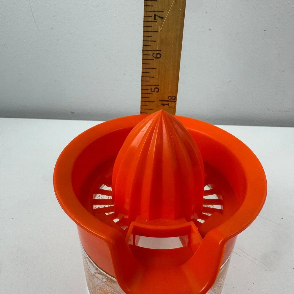 Vintage Gemco Glass Citrus Juicer‎ Orange Plastic Reamer Made in USA Retro MCM